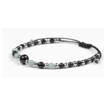 Bransoletka celebrytka czarny TURMALIN SZMARAGD HEMATYT ochrona i optymizm